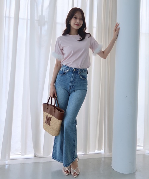 EIMY ISTOIRE（エイミーイストワール）の「FEATHER TEE（Tシャツ/カットソー・レディース・ライトピンク/ホワイト/ブラック・F）」の20枚目の写真