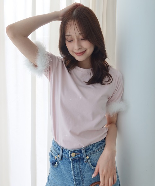 EIMY ISTOIRE（エイミーイストワール）の「FEATHER TEE（Tシャツ/カットソー・レディース・ライトピンク/ホワイト/ブラック・F）」の19枚目の写真