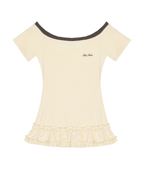 NICK&NICOLE(ニックアンドニコール)の「OFF-SHOULDER FRILL HALF TOP_CREAM(Tシャツ/カットソー・レディース・その他・FREE)」の4枚目の写真
