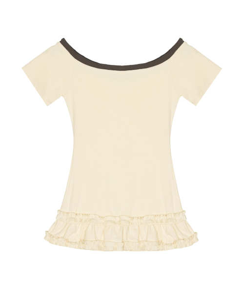 NICK&NICOLE(ニックアンドニコール)の「OFF-SHOULDER FRILL HALF TOP_CREAM(Tシャツ/カットソー・レディース・その他・FREE)」の5枚目の写真