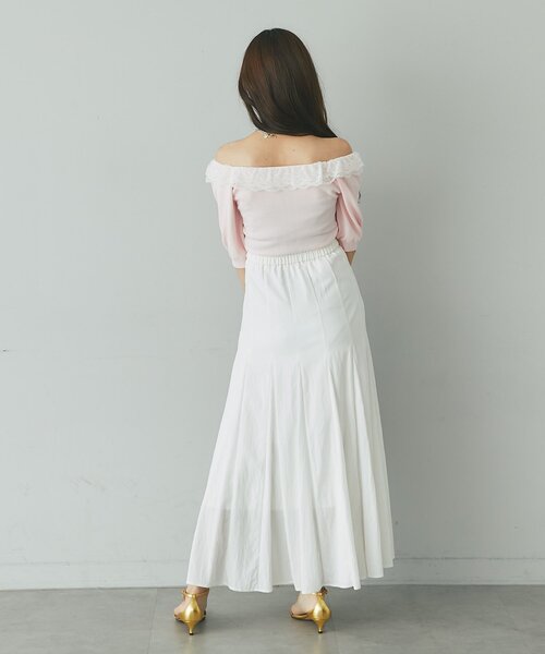 La boutique BonBon（ラブティックボンボン）の「【愛されニット】レースフリルニット（ニット/セーター・レディース・ホワイト/ネイビー/ピンク・FREE）」の7枚目の写真
