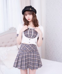 チェックレイヤードリブトップス（Tシャツ/カットソー）｜LAFARY