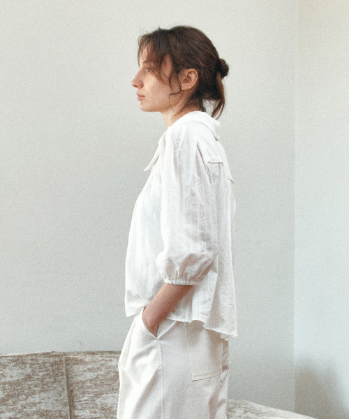 TIS PINTUCK VOLUME BLOUSE_WHITE（シャツ/ブラウス）｜MOHAN（モハン