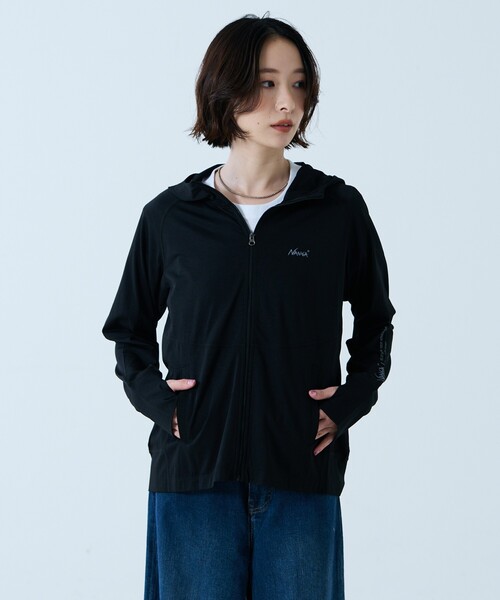 NANGA(ナンガ)の「【NANGA / ナンガ】Air Flex RASH GUARD ZIP PK W/リフレクタープリント ラッシュガードパーカー(Tシャツ/カットソー・レディース・ブラック/ホワイト/グレー・フリー)」の10枚目の写真