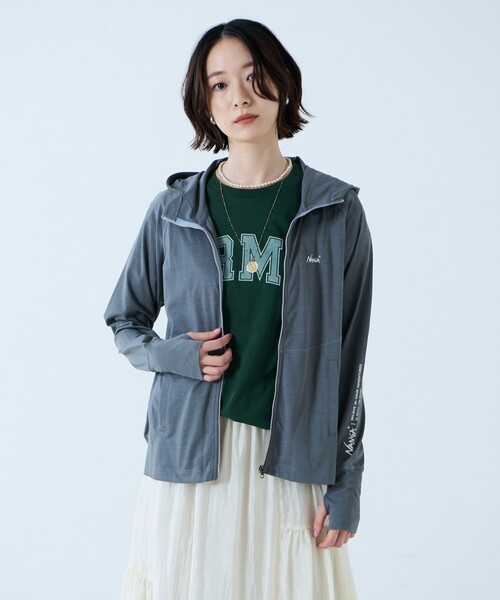 NANGA(ナンガ)の「【NANGA / ナンガ】Air Flex RASH GUARD ZIP PK W/リフレクタープリント ラッシュガードパーカー(Tシャツ/カットソー・レディース・ブラック/ホワイト/グレー・フリー)」の15枚目の写真