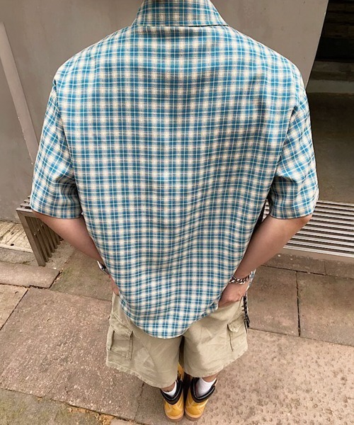 NOWLE(ノウル)の「【NOWLE】マドラスチェック レギュラーカラー 半袖 シャツ / レトロストリート ショートスリーブ トップス(シャツ/ブラウス・メンズ・ライトブルー/ライトイエロー・MEDIUM/LARGE/X-LARGE)」の13枚目の写真