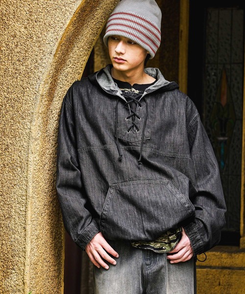 niko and...（ニコアンド）の「Denim Anorak Hoodie[niko and ...JEANS]（パーカー・メンズ・ブラック/インディゴブルー・MEDIUM/LARGE）」の6枚目の写真