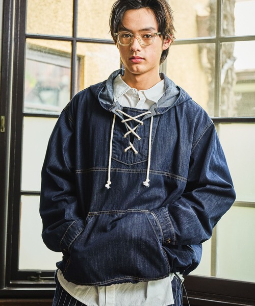 niko and...（ニコアンド）の「Denim Anorak Hoodie[niko and ...JEANS]（パーカー・メンズ・ブラック/インディゴブルー・MEDIUM/LARGE）」の12枚目の写真