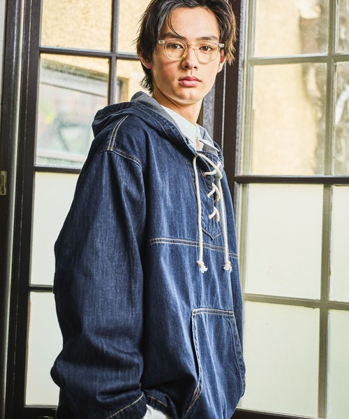 niko and...（ニコアンド）の「Denim Anorak Hoodie[niko and ...JEANS]（パーカー・メンズ・ブラック/インディゴブルー・MEDIUM/LARGE）」の13枚目の写真