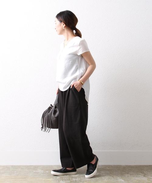 coen（コーエン）の「カットタックワイドパンツ（ブラック⇒WEB限定カラー）（その他パンツ・レディース・ブラック/グレー/ネイビー・LARGE/MEDIUM）」の10枚目の写真