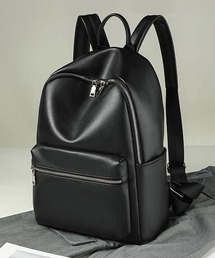 【A4収納可・撥水PU】レザータッチシンプルリュック