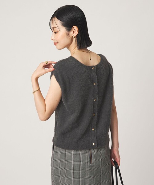 green label relaxing(グリーンレーベルリラクシング)の「フラッフフェザー 2WAY フレンチスリーブ ニット(ニット/セーター・レディース・オフホワイト/ライム/ダークグレー/ブラウン・FREE)」の3枚目の写真
