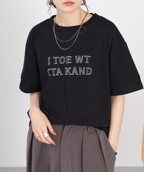 A.N.L(エーエヌエル レーベル)の「A.N.L フレームロゴ半袖Tシャツ(Tシャツ/カットソー・レディース・チャコールグレー/オレンジ/グリーン/ブラック・38)」の1枚目の写真