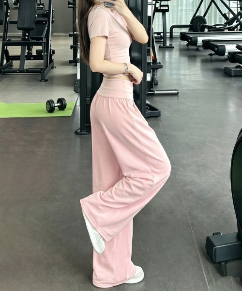 AMAJI(アマジ)の「ウエスト折り返し ローライズ ワイドスウェットパンツ(その他パンツ・レディース・ライトピンク・X-LARGE/LARGE/MEDIUM/SMALL)」の1枚目の写真