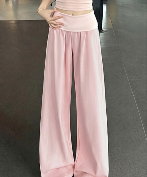 AMAJI(アマジ)の「ウエスト折り返し ローライズ ワイドスウェットパンツ(その他パンツ・レディース・ライトピンク・X-LARGE/LARGE/MEDIUM/SMALL)」の4枚目の写真