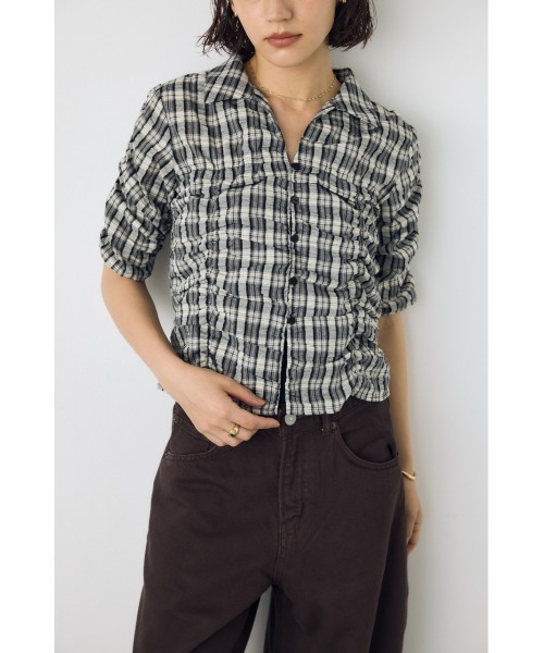 AZUL by moussy（アズールバイマウジー）の「チェックシャーリング半袖シャツ（シャツ/ブラウス・レディース・ブラック系その他/レッド系その他/ブルー系その他3・FREE）」の21枚目の写真