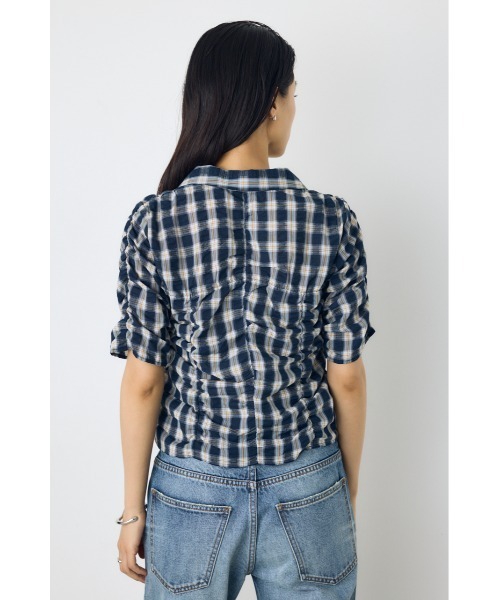 AZUL by moussy（アズールバイマウジー）の「チェックシャーリング半袖シャツ（シャツ/ブラウス・レディース・ブラック系その他/レッド系その他/ブルー系その他3・FREE）」の7枚目の写真