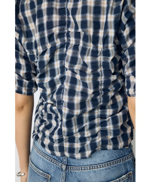 AZUL by moussy（アズールバイマウジー）の「チェックシャーリング半袖シャツ（シャツ/ブラウス・レディース・ブラック系その他/レッド系その他/ブルー系その他3・FREE）」の10枚目の写真