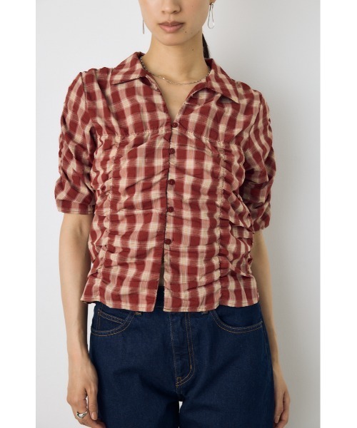 AZUL by moussy（アズールバイマウジー）の「チェックシャーリング半袖シャツ（シャツ/ブラウス・レディース・ブラック系その他/レッド系その他/ブルー系その他3・FREE）」の13枚目の写真