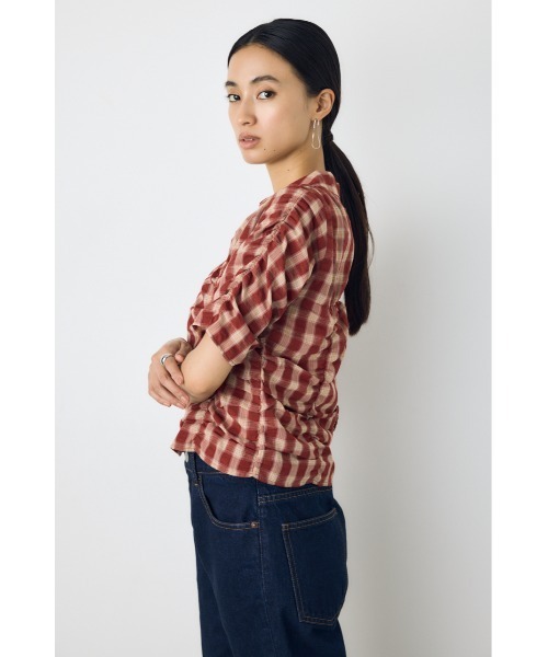 AZUL by moussy（アズールバイマウジー）の「チェックシャーリング半袖シャツ（シャツ/ブラウス・レディース・ブラック系その他/レッド系その他/ブルー系その他3・FREE）」の14枚目の写真