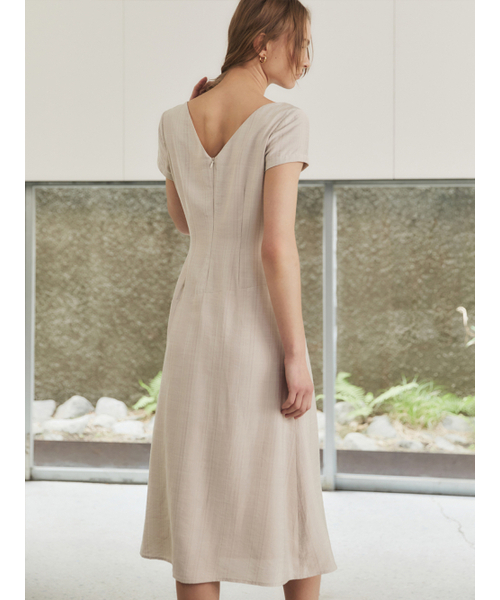 LETQSTUDIO(レチケットスタジオ)の「ストライプドレープネックドレス、モーブベージュ(ワンピース・レディース・その他・SMALL/MEDIUM)」の4枚目の写真