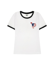 PMERICA レディース スリムフィット リンガー 半袖Tシャツ 3 COLORS