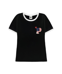 PMERICA レディース スリムフィット リンガー 半袖Tシャツ 3 COLORS