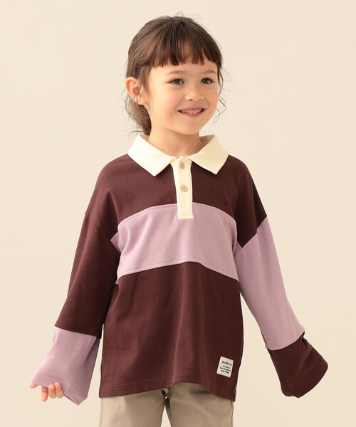 BEAMS mini（ビームスミニ）の「【WEB限定】ラガーシャツ 2026FW（90～140cm）プチプラ キッズ服 人気 通園 通学（Tシャツ/カットソー・キッズ・ブラウン/ネイビー・90/140/130/120/110/100）」の3枚目の写真