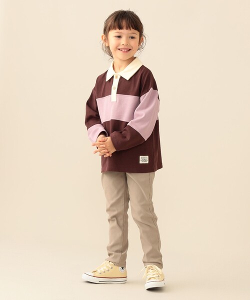 BEAMS mini（ビームスミニ）の「【WEB限定】ラガーシャツ 2026FW（90～140cm）プチプラ キッズ服 人気 通園 通学（Tシャツ/カットソー・キッズ・ブラウン/ネイビー・90/140/130/120/110/100）」の4枚目の写真