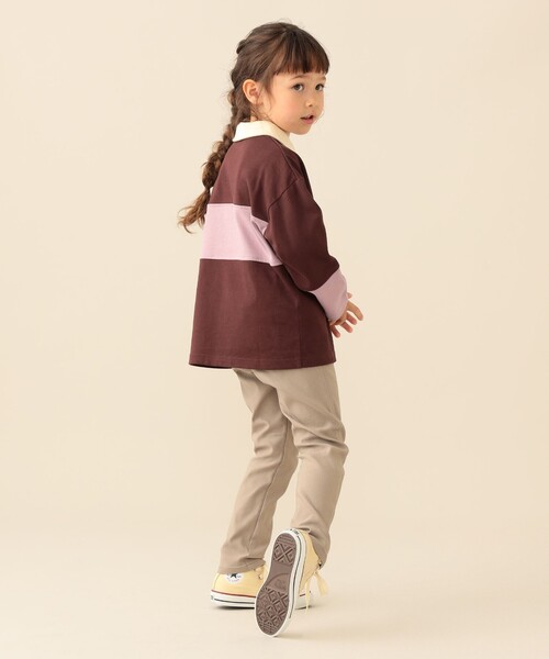 BEAMS mini（ビームスミニ）の「【WEB限定】ラガーシャツ 2026FW（90～140cm）プチプラ キッズ服 人気 通園 通学（Tシャツ/カットソー・キッズ・ブラウン/ネイビー・90/140/130/120/110/100）」の5枚目の写真