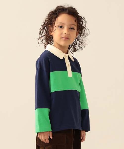 BEAMS mini（ビームスミニ）の「【WEB限定】ラガーシャツ 2026FW（90～140cm）プチプラ キッズ服 人気 通園 通学（Tシャツ/カットソー・キッズ・ブラウン/ネイビー・90/140/130/120/110/100）」の6枚目の写真