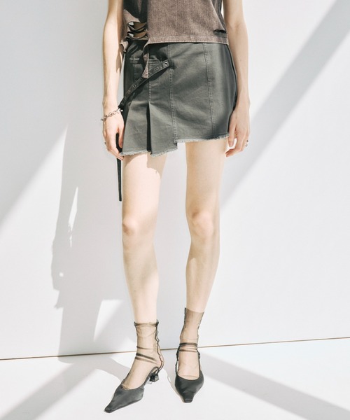 JOSE MOON(ジョゼムーン)の「PIGMENT DYE MINI SKIRT/ピグメントダイミニスカート(スカート・レディース・チャコールグレー/ブラウン・38/36)」の6枚目の写真
