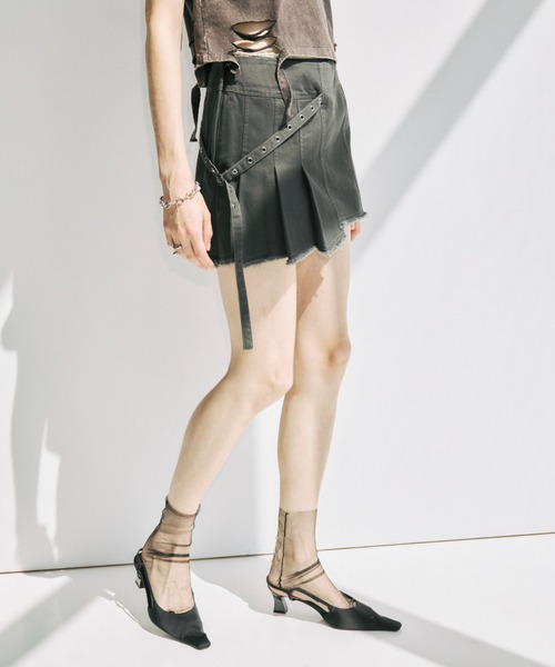 JOSE MOON(ジョゼムーン)の「PIGMENT DYE MINI SKIRT/ピグメントダイミニスカート(スカート・レディース・チャコールグレー/ブラウン・38/36)」の7枚目の写真