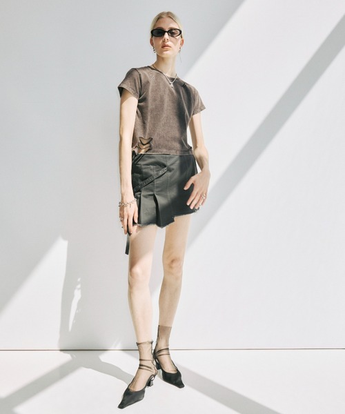JOSE MOON(ジョゼムーン)の「PIGMENT DYE MINI SKIRT/ピグメントダイミニスカート(スカート・レディース・チャコールグレー/ブラウン・38/36)」の10枚目の写真