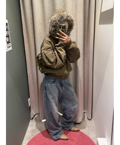 LAGUA GEM(ラグアジェム)の「BIG POCKET 2WAY MA-1(MA-1・レディース・アイボリー/カーキ/ブラック・FREE)」の6枚目の写真