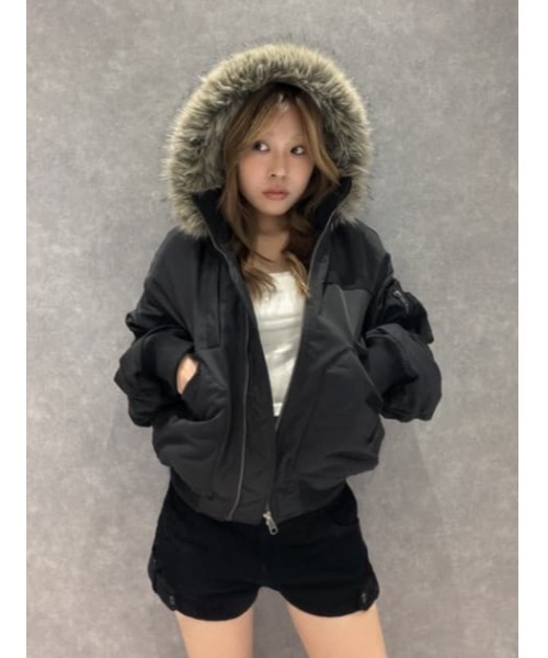 LAGUA GEM(ラグアジェム)の「BIG POCKET 2WAY MA-1(MA-1・レディース・アイボリー/カーキ/ブラック・FREE)」の8枚目の写真