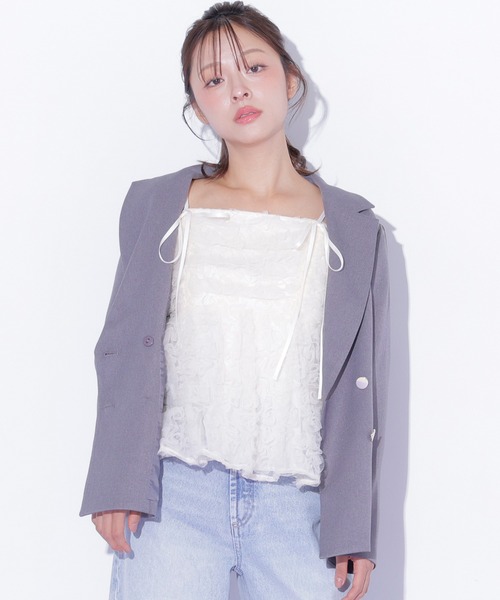 JILL by JILL STUART(ジルバイジルスチュアート)の「フラワーチュールキャミブラウス(シャツ/ブラウス・レディース・ブルー/ホワイト/ピンク・FREE)」の1枚目の写真