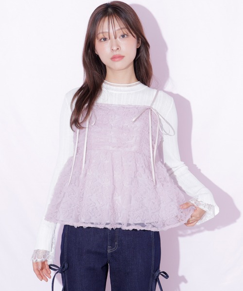 JILL by JILL STUART(ジルバイジルスチュアート)の「フラワーチュールキャミブラウス(シャツ/ブラウス・レディース・ブルー/ホワイト/ピンク・FREE)」の3枚目の写真