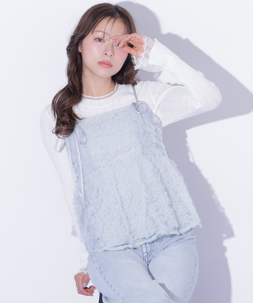 JILL by JILL STUART(ジルバイジルスチュアート)の「フラワーチュールキャミブラウス(シャツ/ブラウス・レディース・ブルー/ホワイト/ピンク・FREE)」の2枚目の写真