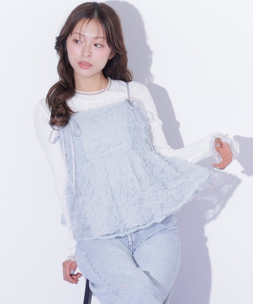 JILL by JILL STUART(ジルバイジルスチュアート)の「フラワーチュールキャミブラウス(シャツ/ブラウス・レディース・ブルー/ホワイト/ピンク・FREE)」の12枚目の写真