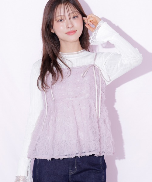 JILL by JILL STUART(ジルバイジルスチュアート)の「フラワーチュールキャミブラウス(シャツ/ブラウス・レディース・ブルー/ホワイト/ピンク・FREE)」の6枚目の写真