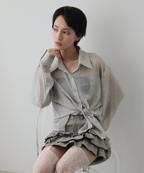 Ulysses(ユリシス)の「ニュアンス柄シアーオーバーサイズシャツ(シャツ/ブラウス・レディース・レッド/グレー/ブラック・F)」の21枚目の写真
