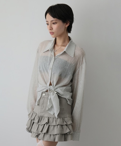 Ulysses(ユリシス)の「ニュアンス柄シアーオーバーサイズシャツ(シャツ/ブラウス・レディース・レッド/グレー/ブラック・F)」の22枚目の写真