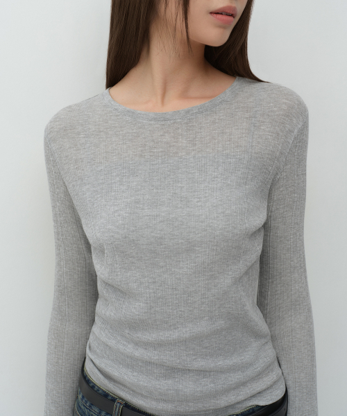 MUSINSA STANDARD WOMAN（ムシンサスタンダードウーマン）の「ウィメンズソフトリブ長袖Tシャツ[ミディアムグレー]（Tシャツ/カットソー・レディース・その他・X-SMALL/SMALL/MEDIUM/LARGE）」の4枚目の写真