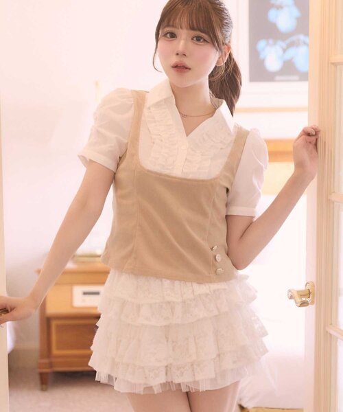 Belle Charme(ベルシャルム)の「【Belle Charme】Cordurey Frill Tops(シャツ/ブラウス・レディース・ブラウン/ブラック/ベージュ・FREE)」の10枚目の写真