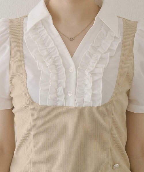 Belle Charme(ベルシャルム)の「【Belle Charme】Cordurey Frill Tops(シャツ/ブラウス・レディース・ブラウン/ブラック/ベージュ・FREE)」の15枚目の写真