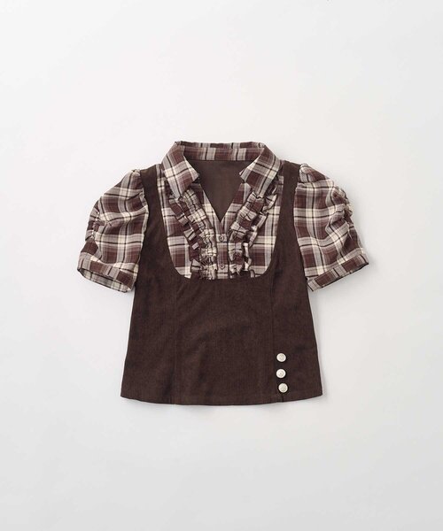 Belle Charme(ベルシャルム)の「【Belle Charme】Cordurey Frill Tops(シャツ/ブラウス・レディース・ブラウン/ブラック/ベージュ・FREE)」の5枚目の写真