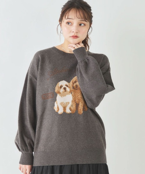 archives(アルシーヴ)の「ツインドッグジャガードニットPO(Tシャツ/カットソー・レディース・グレー/ワイン/チャコールグレー・MEDIUM)」の9枚目の写真