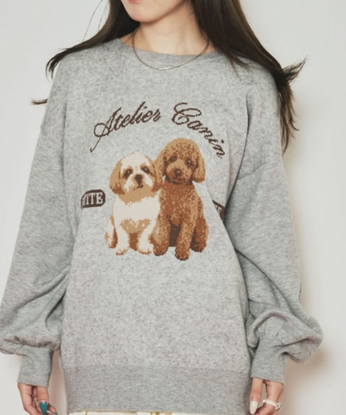 archives(アルシーヴ)の「ツインドッグジャガードニットPO(Tシャツ/カットソー・レディース・グレー/ワイン/チャコールグレー・MEDIUM)」の4枚目の写真