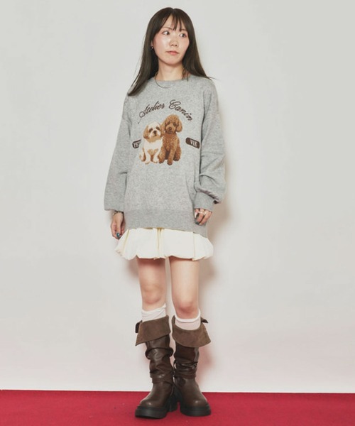 archives(アルシーヴ)の「ツインドッグジャガードニットPO(Tシャツ/カットソー・レディース・グレー/ワイン/チャコールグレー・MEDIUM)」の5枚目の写真